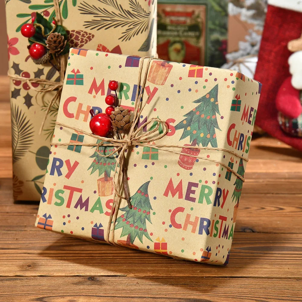 Kerst Inpakpapier – Feestelijk Cadeaupapier met Kerstmotieven 50x70 cm