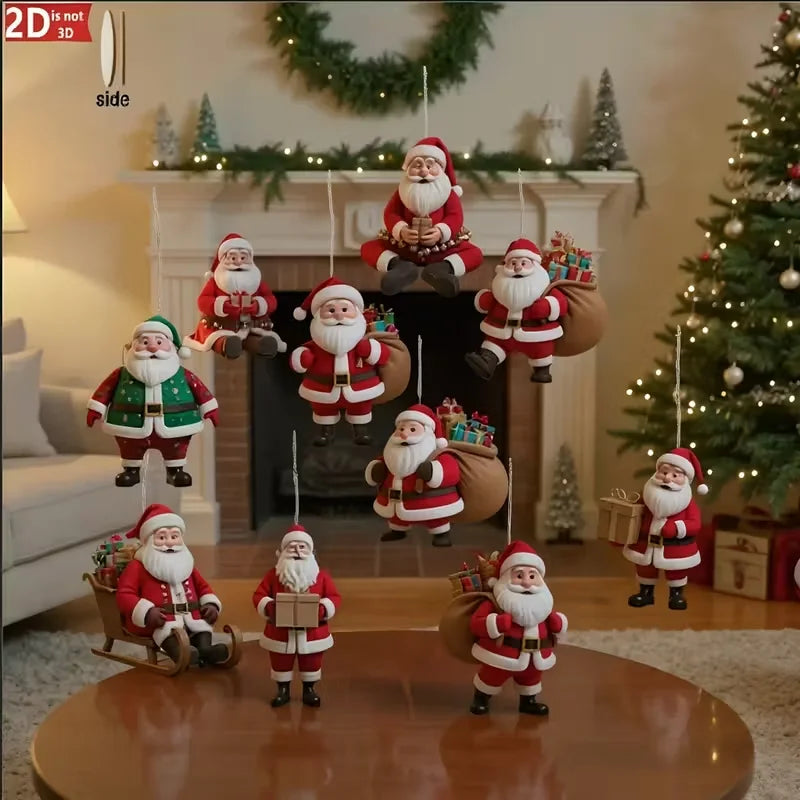 Kerstfigaro – Set van 10 Houten Kerstman Hangers voor de Kerstboom