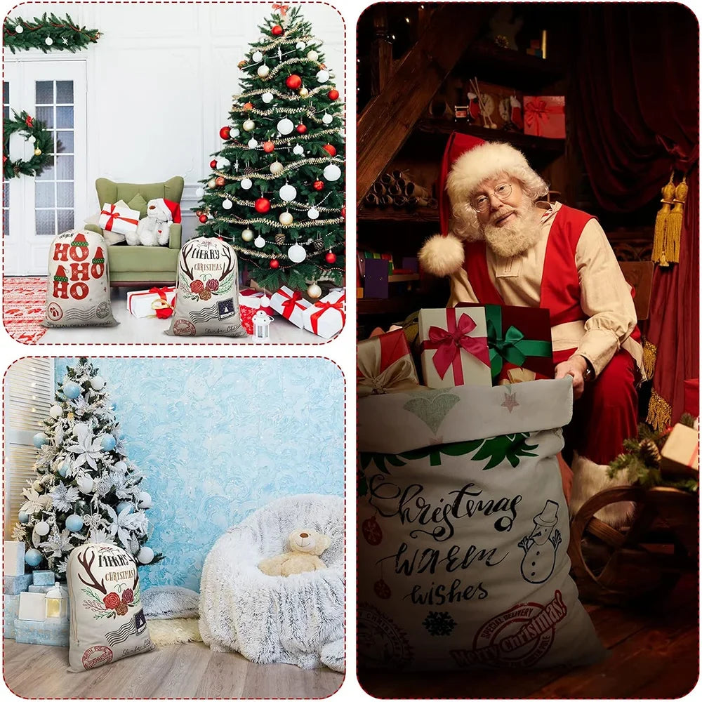 Kerstcadeauzak – Grote Kerstman Geschenkzak met Trekkoord