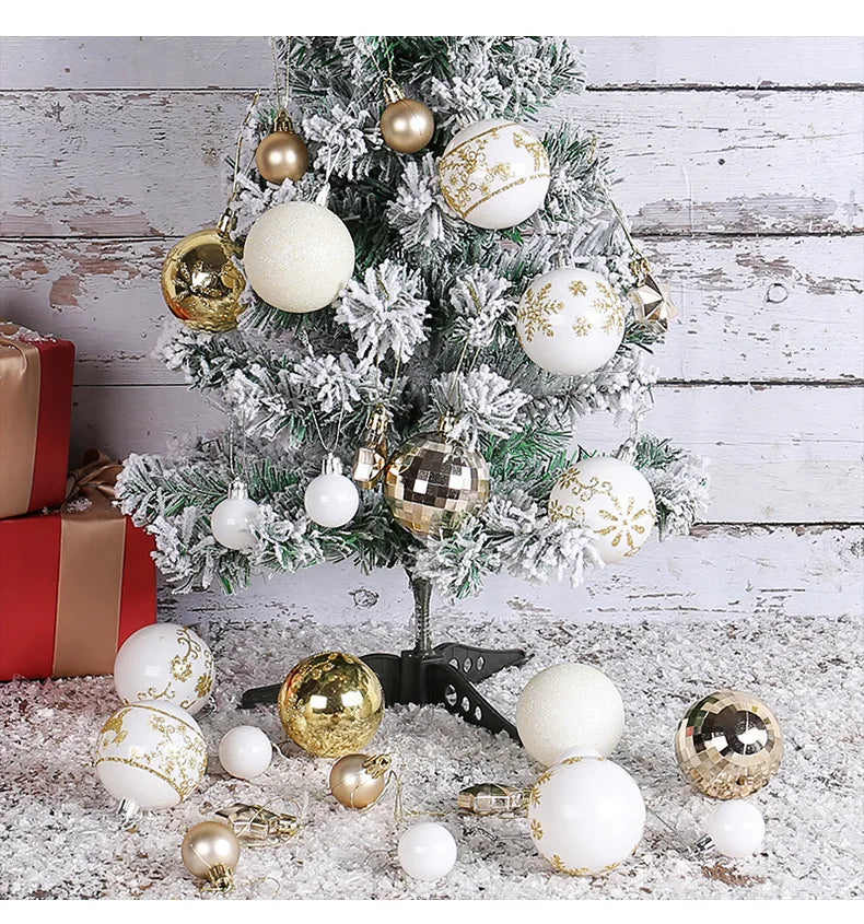 Winterblauw – 44-delige Kerstballenset Blauw Wit in Geschenkdoos