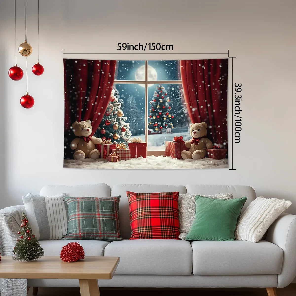 Kerstknuffel Wandtapijt – Feestelijke Kerstdecoratie met Beren