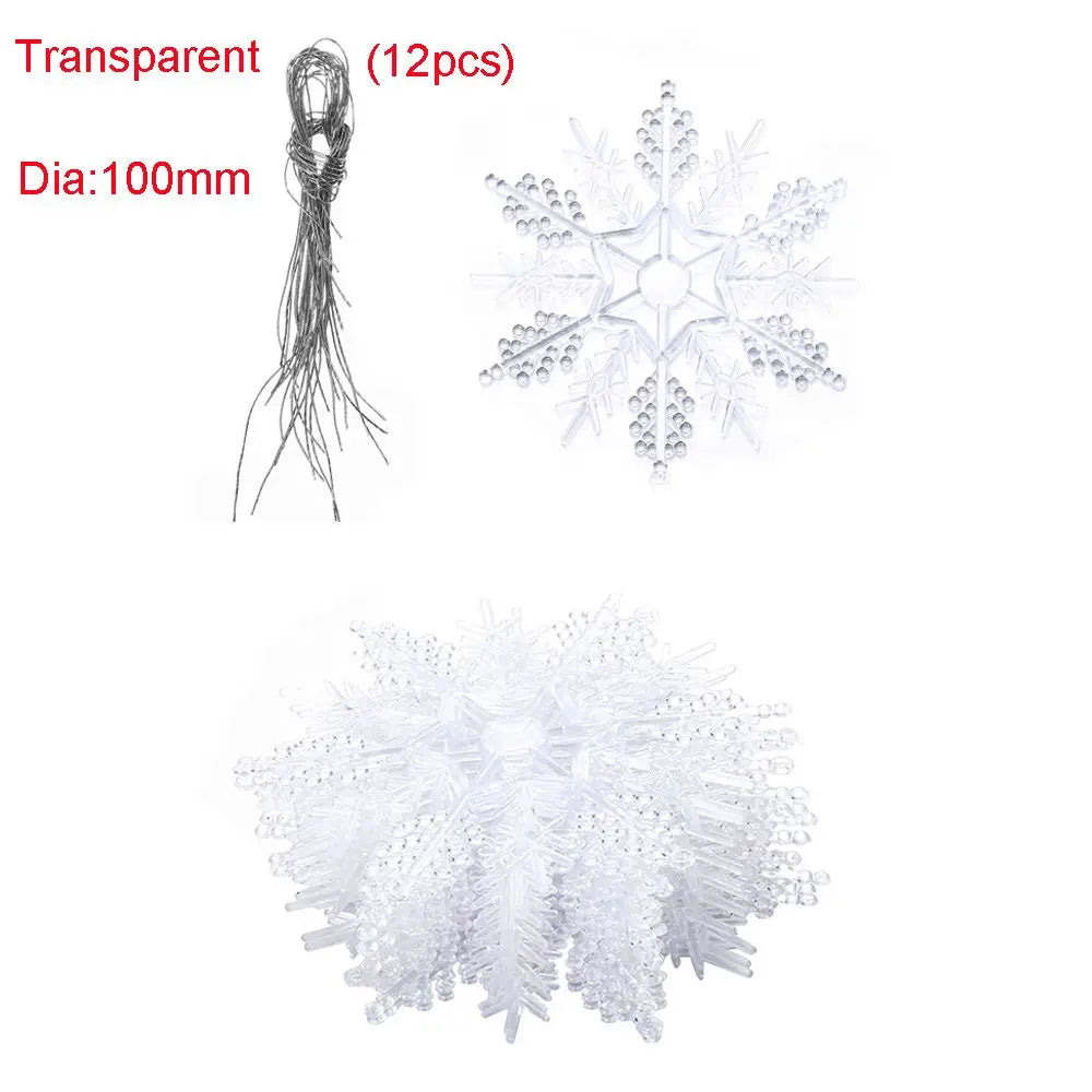 Winterglans Sneeuwvlokken – Set van 12 Glitter Kerstboomornamenten