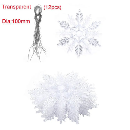 Winterglans Sneeuwvlokken – Set van 12 Glitter Kerstboomornamenten