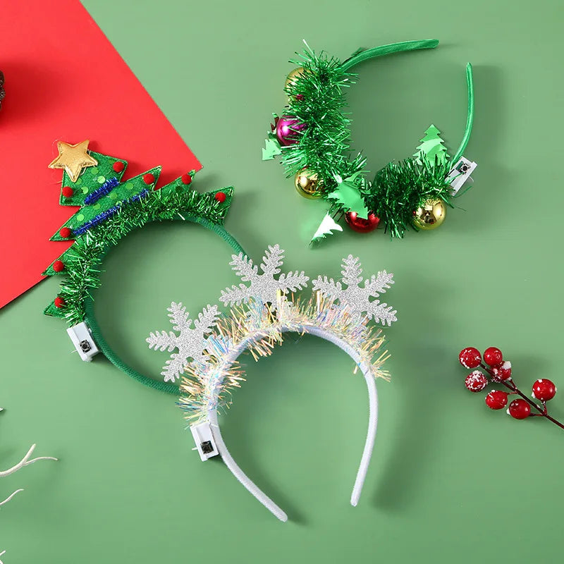 Kersthoofdband – LED Feestaccessoire met Sneeuwvlok en Kerstboom