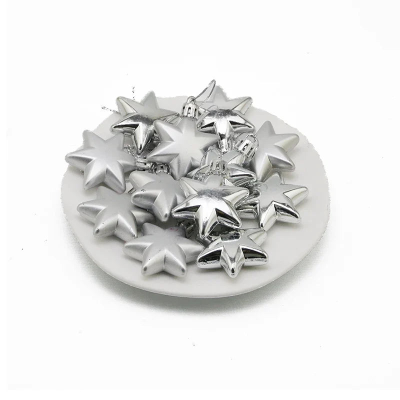 Sterren Kersthangers – Set van 12 Decoratieve Sterren van 5 cm