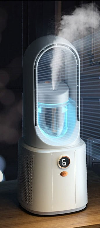 LuchtBries Bladloze Ventilator Bevochtiger Nachtlampje 3-in-1 Airflow