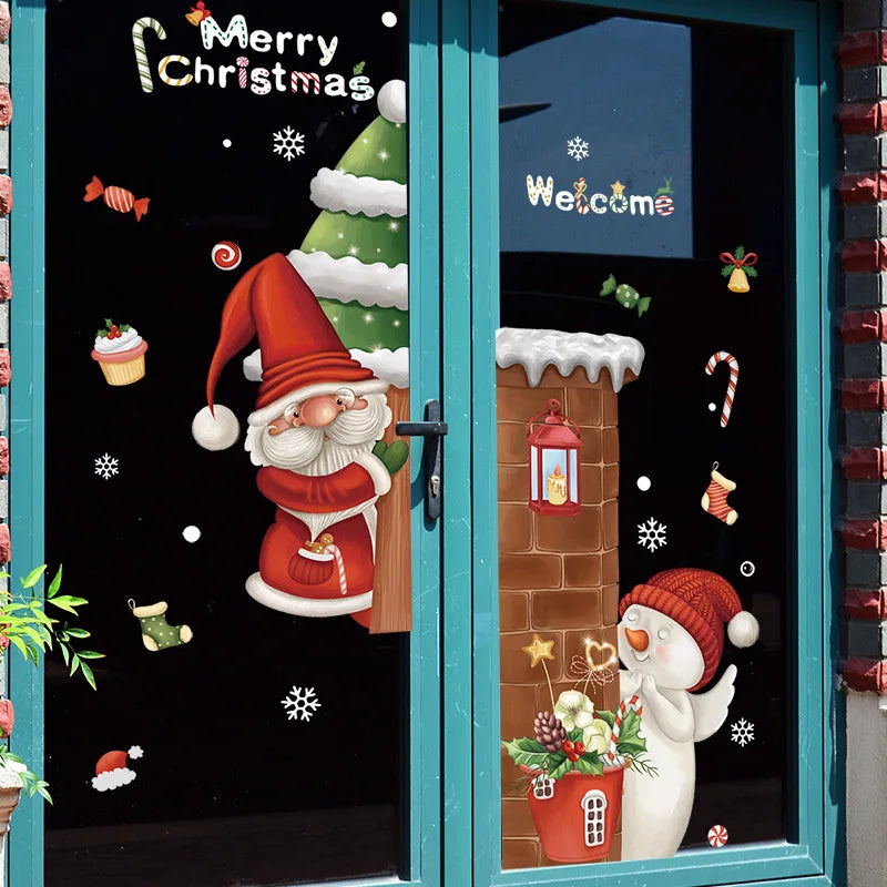 Raamdecoratie - Feestelijke decoratie met kerstman en dieren voor een gezellige kerst