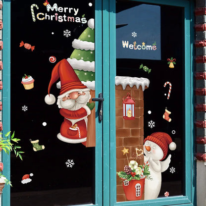 Raamdecoratie - Feestelijke decoratie met kerstman en dieren voor een gezellige kerst