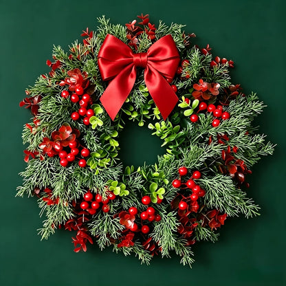 Kerstkrans Rode Bessen – 35 cm Feestelijke Deur- en Wanddecoratie