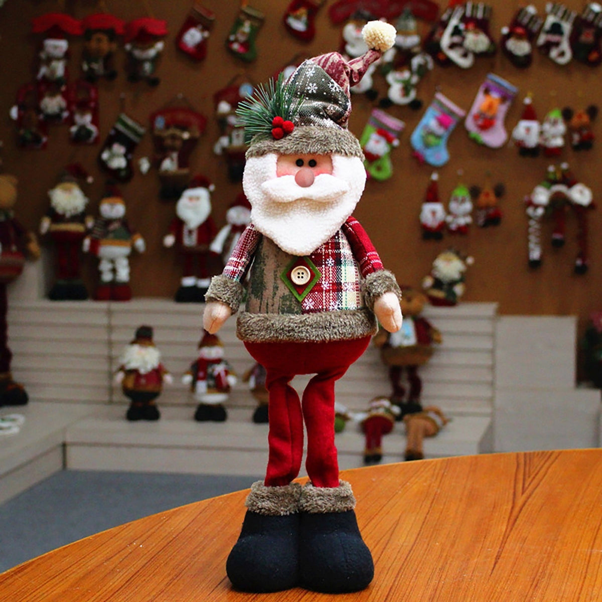 Kerstfiguren Set – 3 Decoratieve Kerstpoppen met Kerstman en Rendier