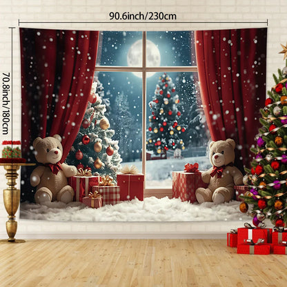 Kerstknuffel Wandtapijt – Feestelijke Kerstdecoratie met Beren