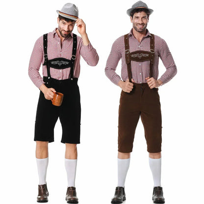 Daan Heren Oktoberfest Kostuum met Geruit Shirt en Bretels