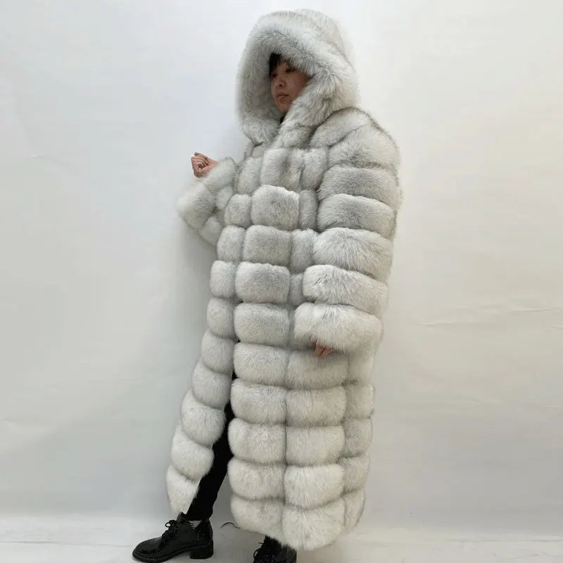Dames Lange Winterjas met Capuchon – Gelaagd Design