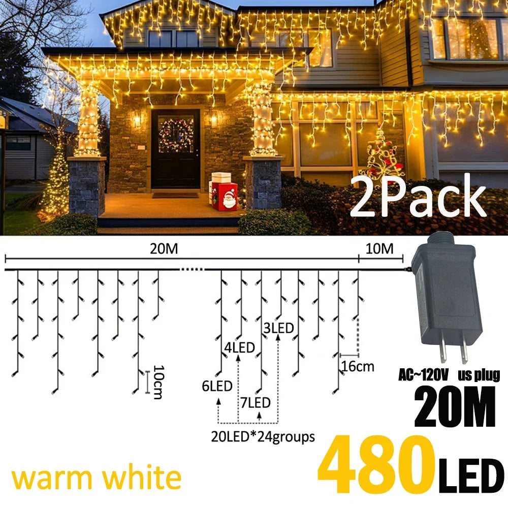 IJslicht Aurora – LED IJspegel Kerstverlichting 20 m met 480 LED's