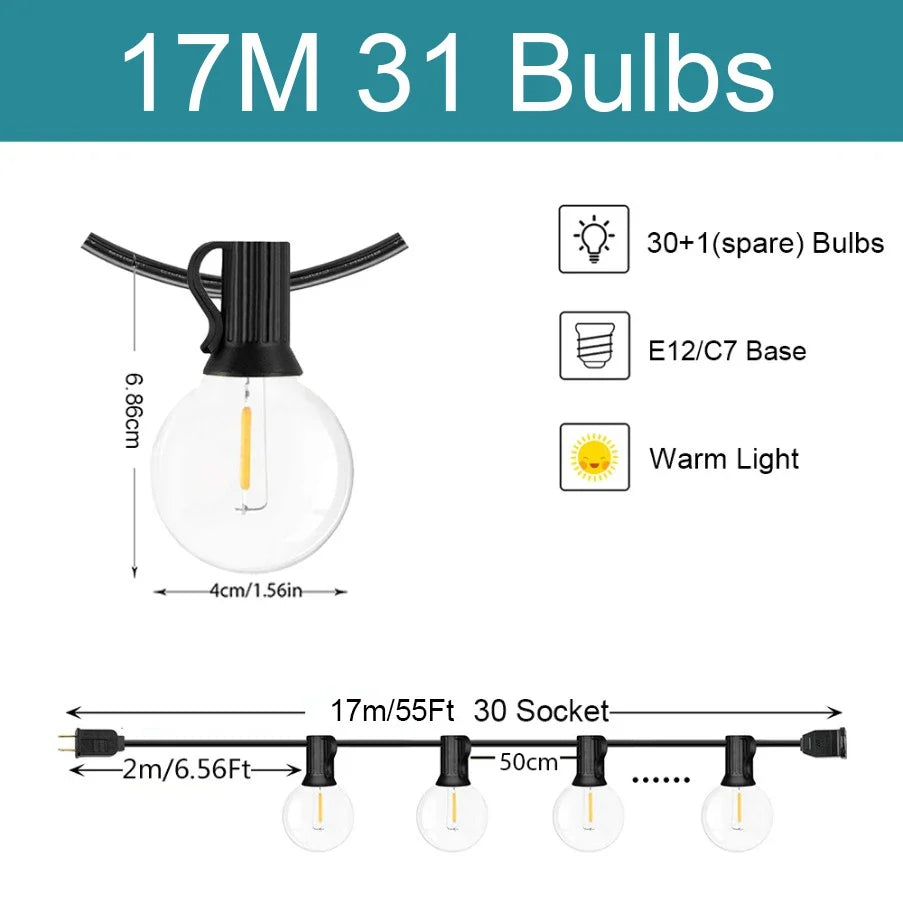 Dimbare LED Lichtslinger voor Tuin en Terras – 9, 14 of 26 Meter