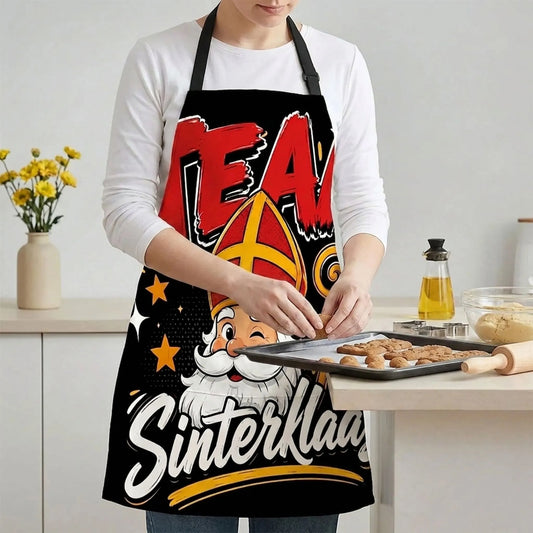 Sintkeukenpret – Zwart Keukenschort met Team Sinterklaas Print