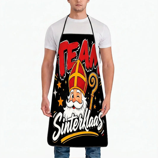 Sintkeukenpret – Zwart Keukenschort met Team Sinterklaas Print