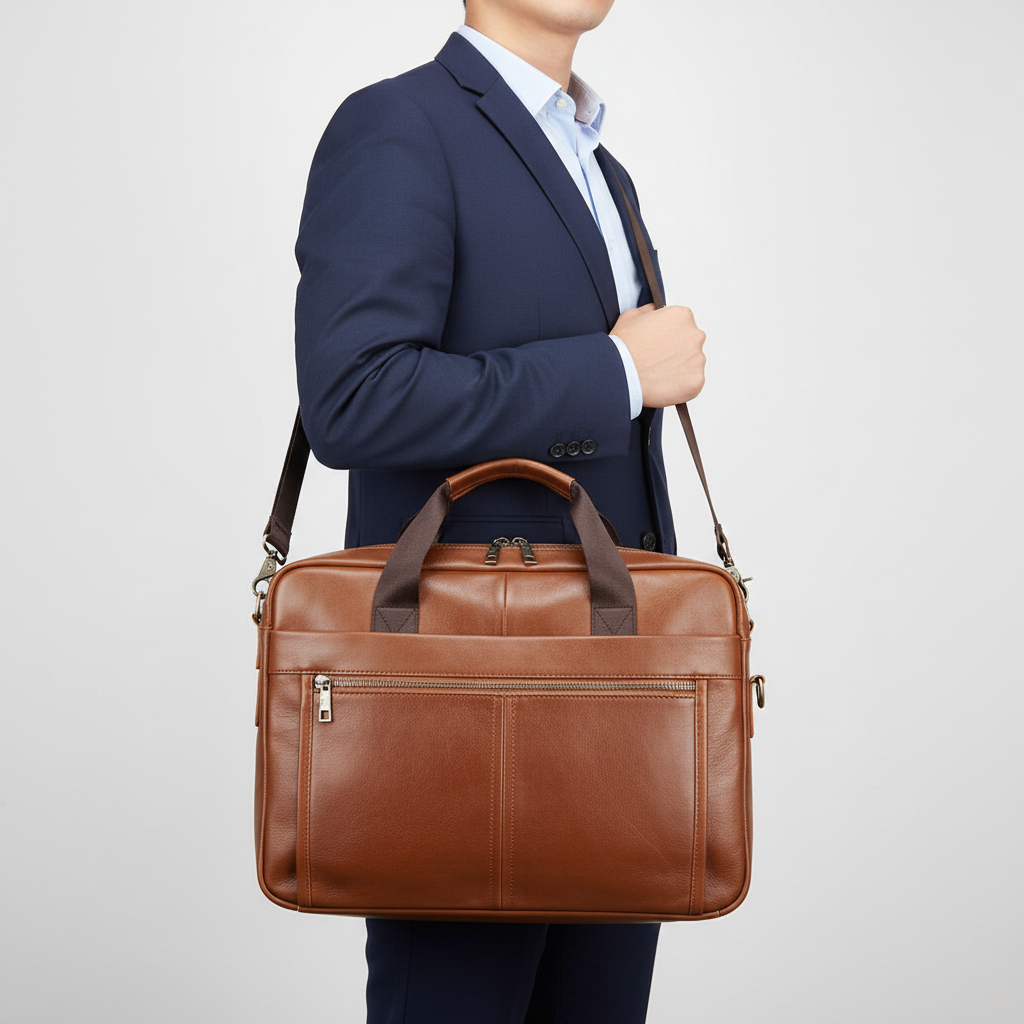 Werkmeester – Vintage Aktetas met Laptopvak en Verstelbare Schouderriem