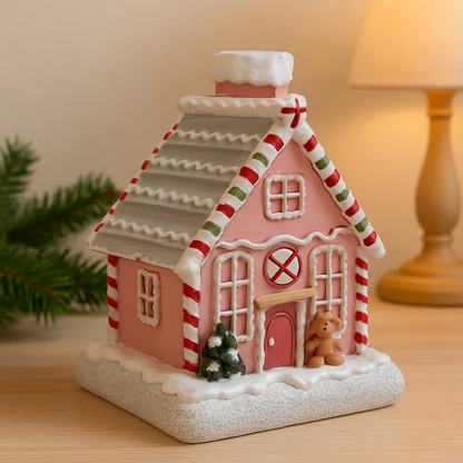 Peperkoek Kersthuisje als Winterdecoratie voor Tafel of Vensterbank