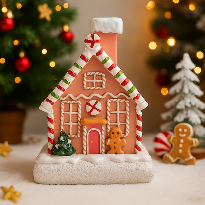 Peperkoek Kersthuisje als Winterdecoratie voor Tafel of Vensterbank