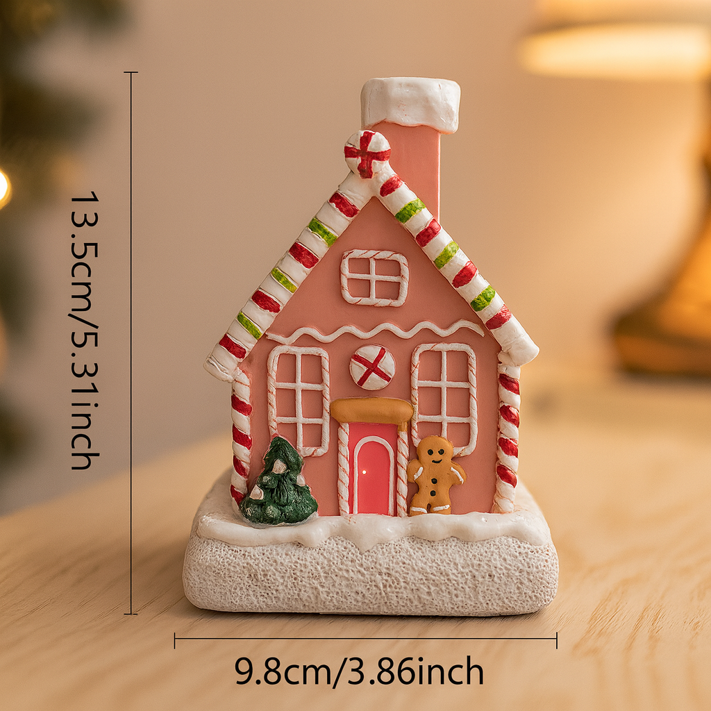 Peperkoek Kersthuisje als Winterdecoratie voor Tafel of Vensterbank