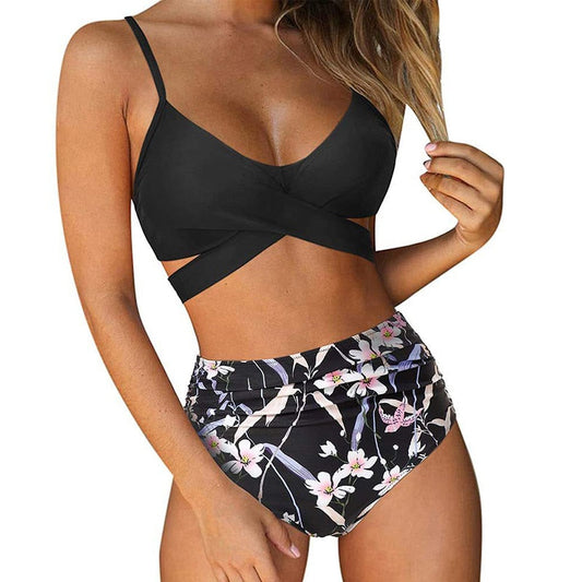 Sienna Dames Bikini Set met Hoge Taille en Bloemenprint