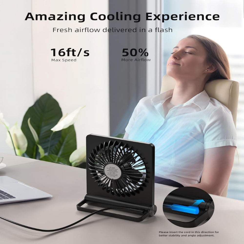 Stille Breeze USB Tafelventilator – Compacte Ventilator met 3 Snelheden