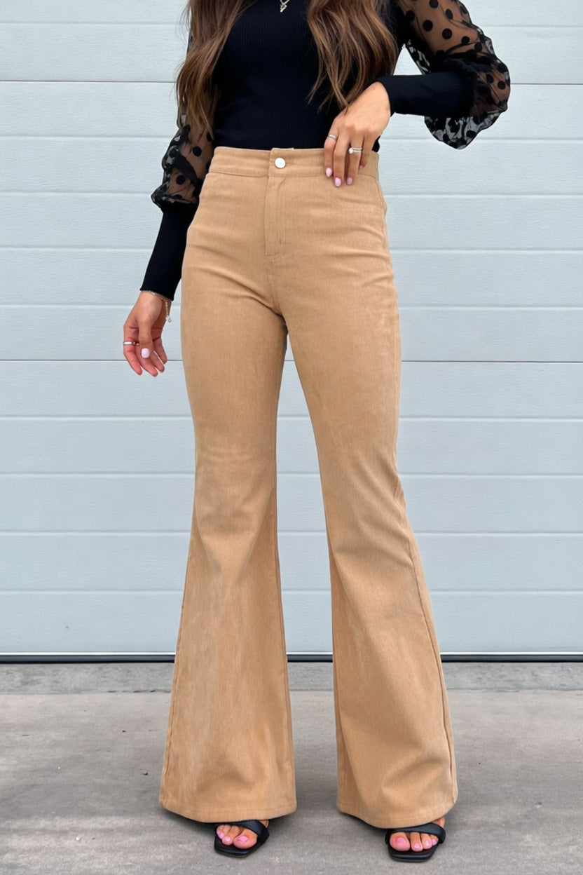 Novalyn Dames Flared Broek met Hoge Taille en Trekband