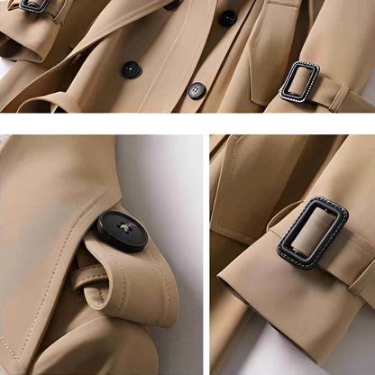 Marivelle Lange Dames Trenchcoat met Ceintuur en Dubbelrijig Design