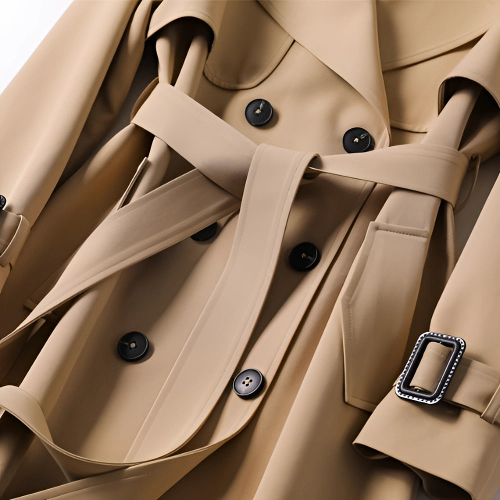 Marivelle Lange Dames Trenchcoat met Ceintuur en Dubbelrijig Design
