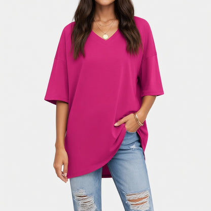 Evelien Top – Comfortabele Katoenen Dames Top met V-hals