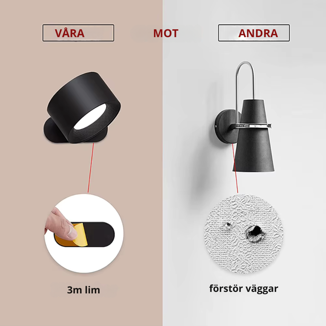 Nordisk Licht – draadloze, oplaadbare en afstandsbediende wandlamp in Scandinavisch design