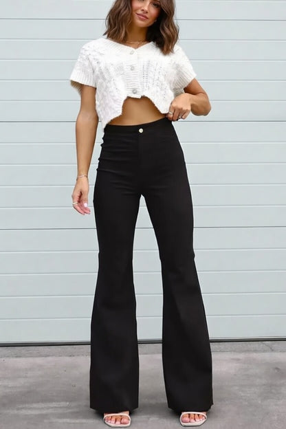 Novalyn Dames Flared Broek met Hoge Taille en Trekband