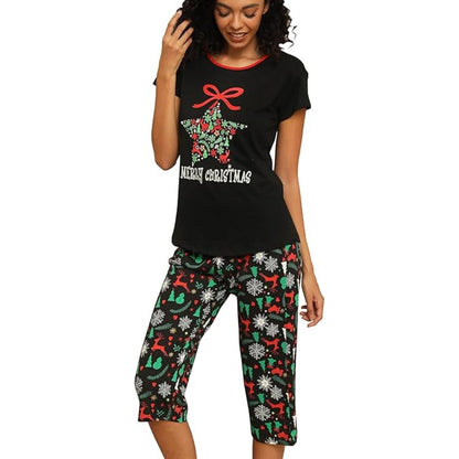 Dames Pyjama Set 2-Delig – Korte Mouwen en Capri Broek