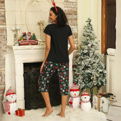 Dames Pyjama Set 2-Delig – Korte Mouwen en Capri Broek