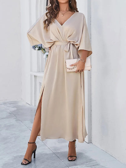 Luchtige Zonnewind Maxi Jurk met Strikceintuur Dames Zomer Look