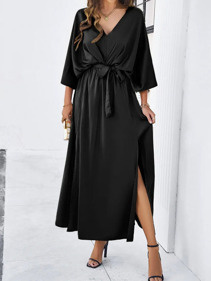 Luchtige Zonnewind Maxi Jurk met Strikceintuur Dames Zomer Look