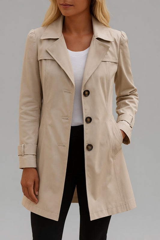 Valenna dames trenchcoat licht getailleerd met dubbele knopen