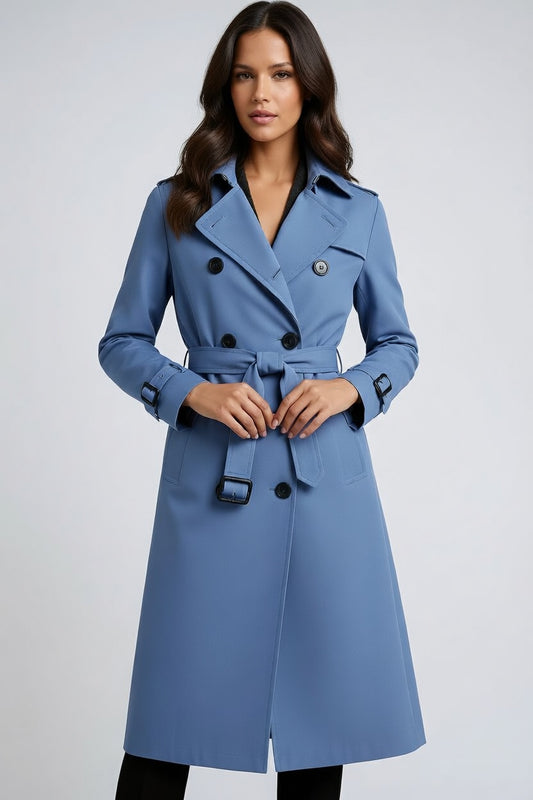 Marivelle Lange Dames Trenchcoat met Ceintuur en Dubbelrijig Design