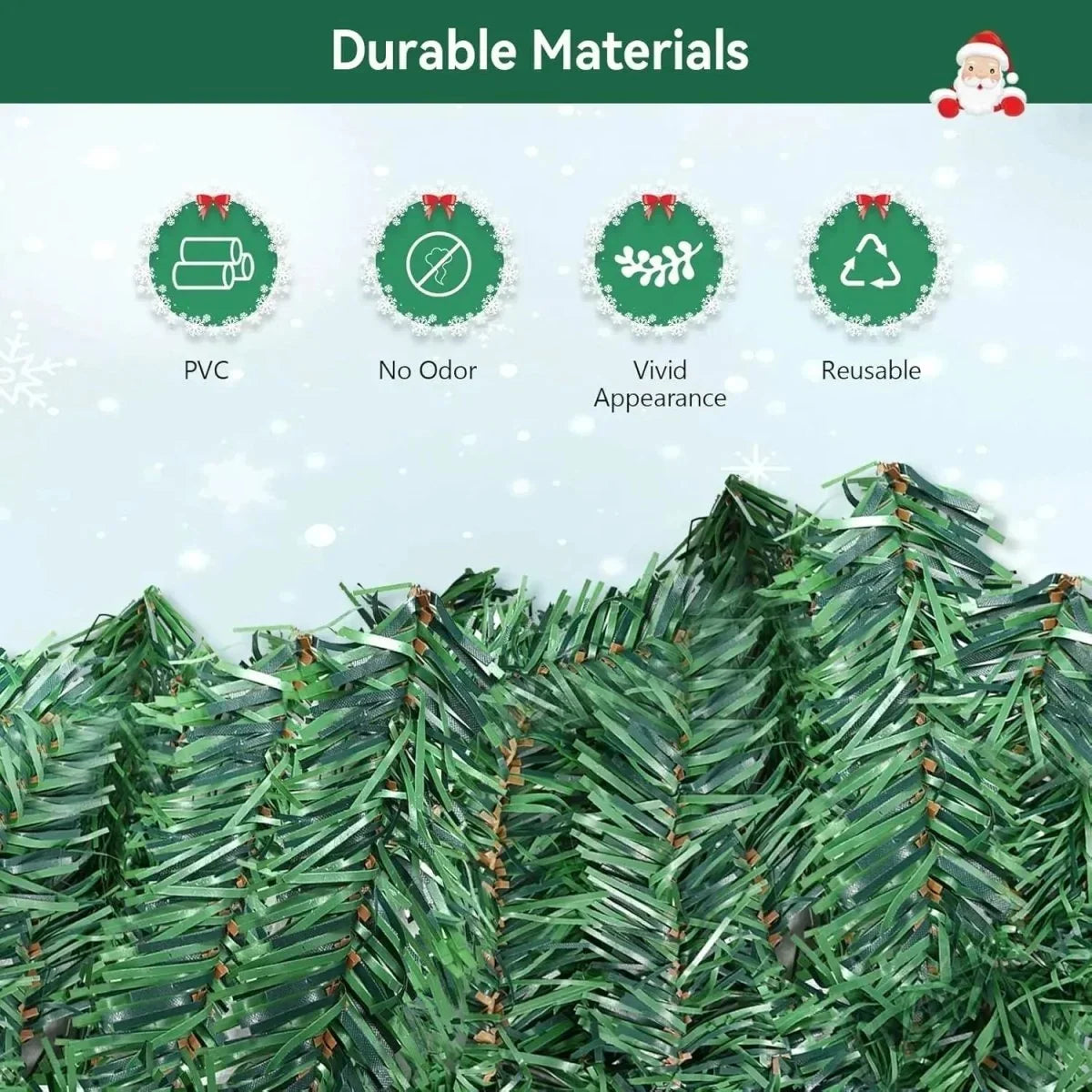 Dennengloed Kerstguirlande met 100 Warmwitte Ledlampjes, 2,7 Meter