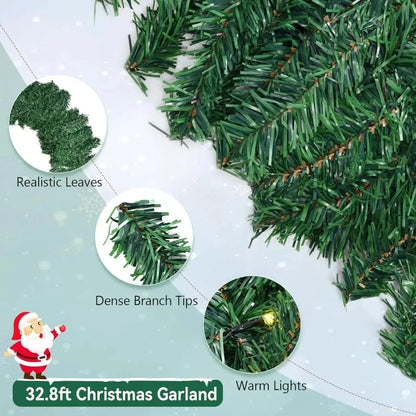 Dennengloed Kerstguirlande met 100 Warmwitte Ledlampjes, 2,7 Meter