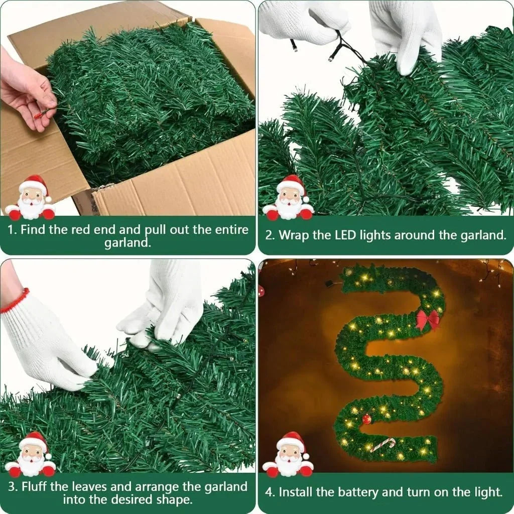 Dennengloed Kerstguirlande met 100 Warmwitte Ledlampjes, 2,7 Meter