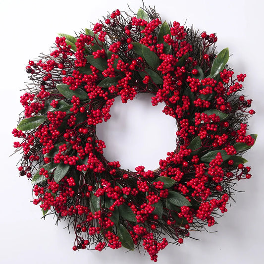 Bessenpracht Kerstkrans 45 cm met Cipresgroen en Rode Bessen