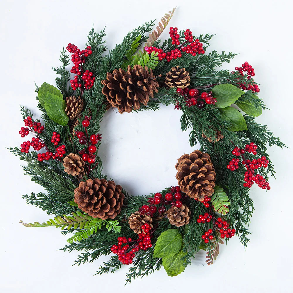 Bessenpracht Kerstkrans 45 cm met Cipresgroen en Rode Bessen