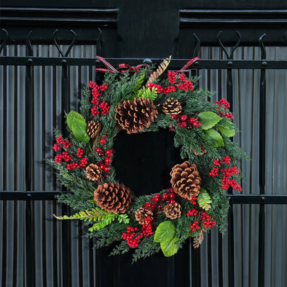 Bessenpracht Kerstkrans 45 cm met Cipresgroen en Rode Bessen