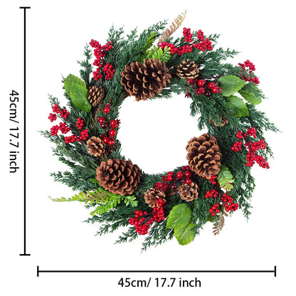 Bessenpracht Kerstkrans 45 cm met Cipresgroen en Rode Bessen