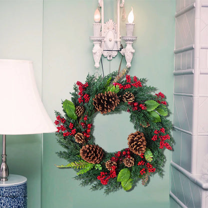 Bessenpracht Kerstkrans 45 cm met Cipresgroen en Rode Bessen