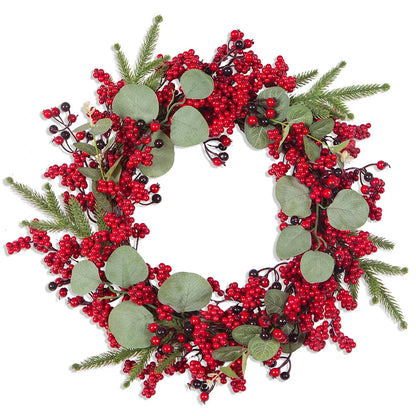 Bessenpracht Kerstkrans 45 cm met Cipresgroen en Rode Bessen