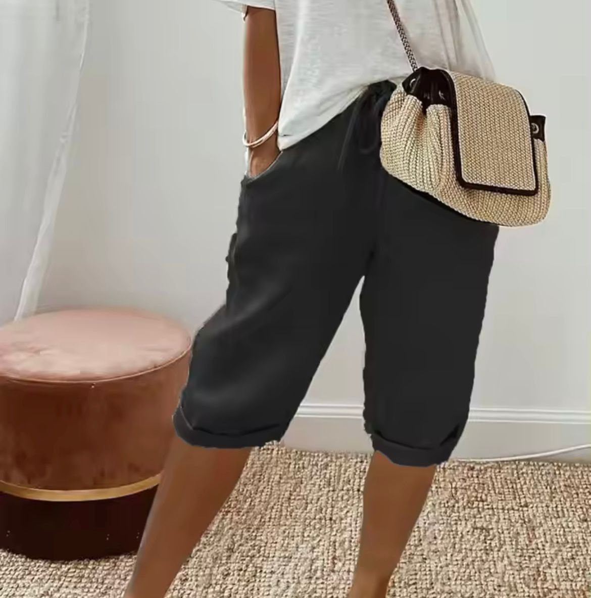 LuchtFlex Dames Short met Stretchstof en Praktische Zakken