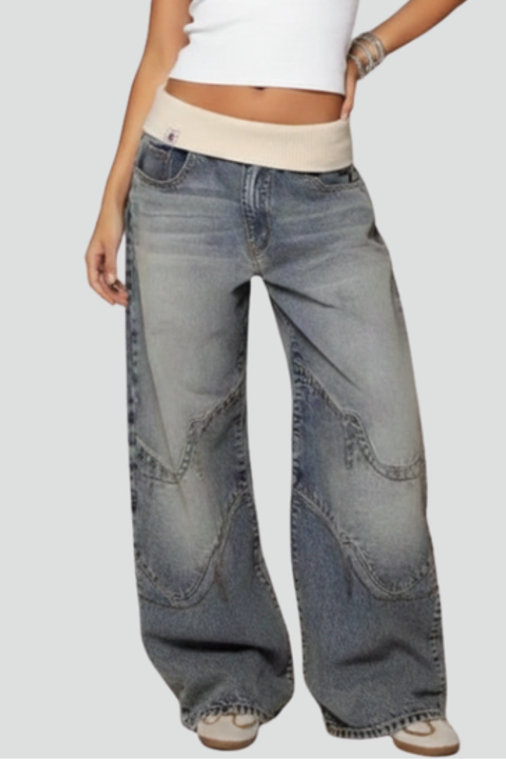 Madison | Dames Relaxed Baggy Wijde Jeans